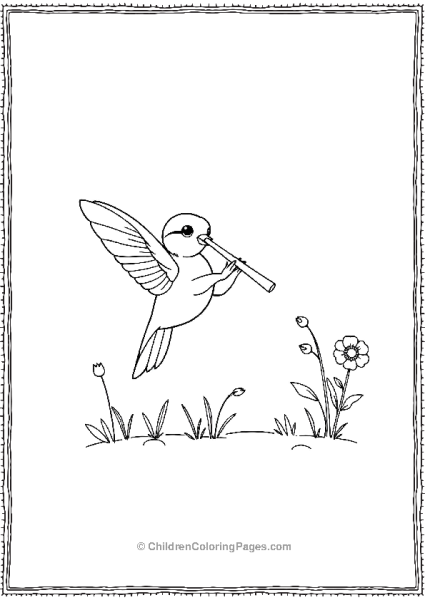 Hummingbird Playing Flute Free PDF Printable