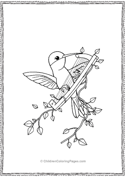 Hummingbird Playing Harp Free PDF Printable