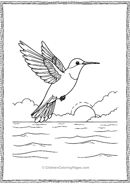 Hummingbird Soaring Over A Calm Ocean Free PDF Printable