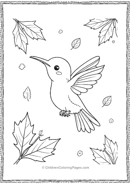 Hummingbird Surrounded By Autmn Leaves Free PDF Printable