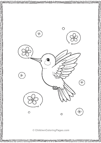 Hummingbird Surrounded By Bubbles Free PDF Printable