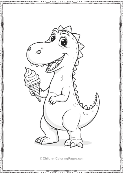 Indominus Rex Holding Ice Cream Cone Cartoon Free PDF Printable