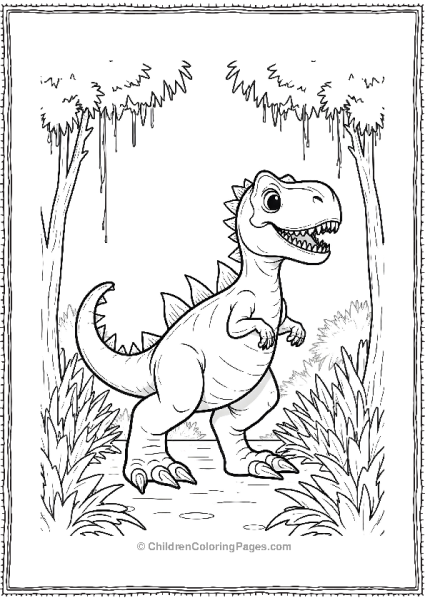 Indominus Rex In A Cartoon Jungle Setting Free PDF Printable