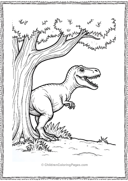 Indominus Rex Peeking Through A Tree Free PDF Printable