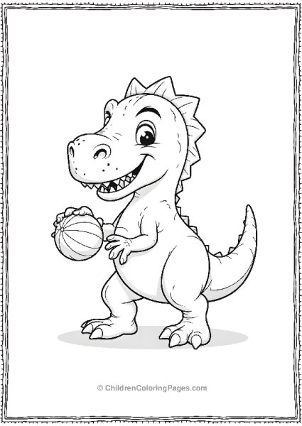 Indominus Rex Playing With A Ball Cartoon Style Free PDF Printable