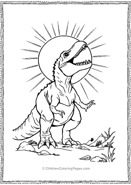 Indominus Rex Roaring Toward The Sun Free PDF Printable