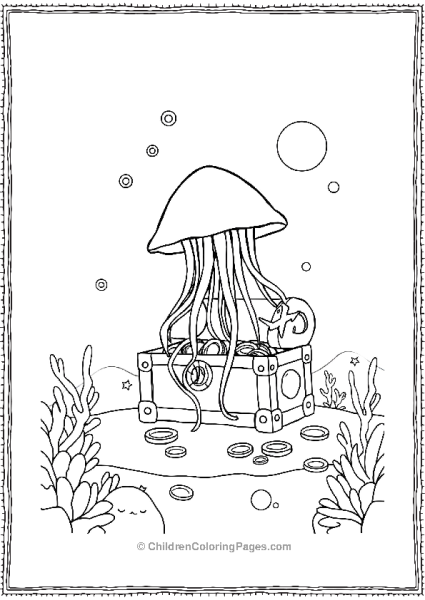 Jellyfish Exploring Sunk Treasure Free PDF Printable