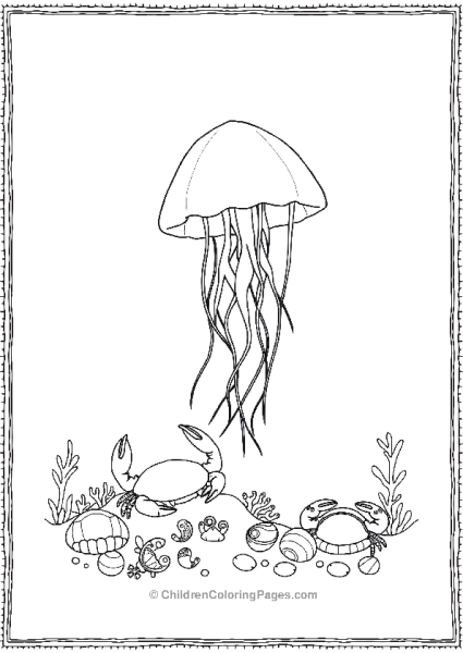 Jellyfish Floating Above Seabed Free PDF Printable