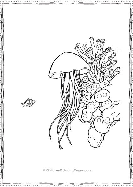 Jellyfish Floating Near Sea Anenomes Free PDF Printable