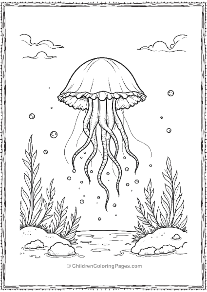 Jellyfish Floating On Ocean Bed Free PDF Printable