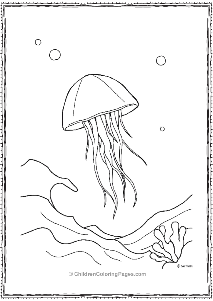 Jellyfish Floating Through A Stormy Sea Free PDF Printable