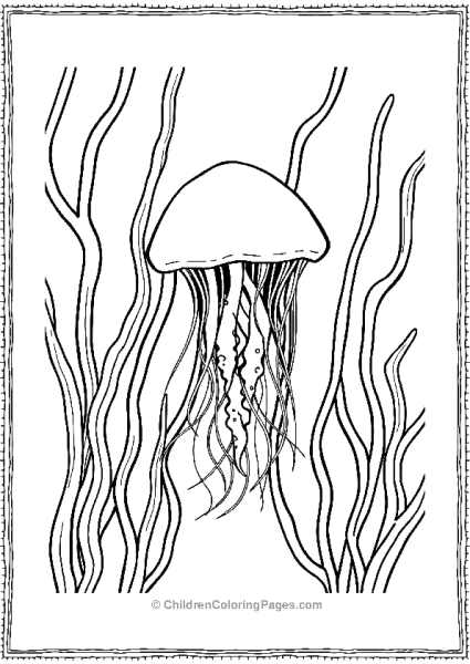 Jellyfish Going Through A Kelp Forest Free PDF Printable