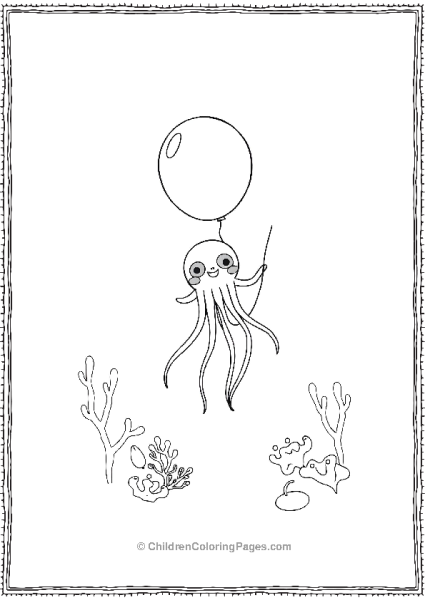 Jellyfish Holding A Balloon Free PDF Printable