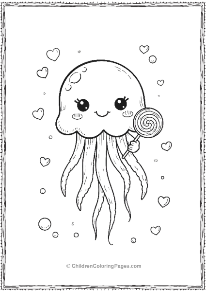 Jellyfish Holding A Lollipop Free PDF Printable