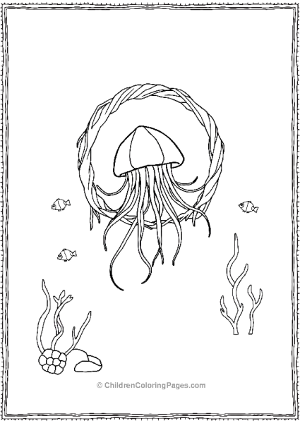 Jellyfish Jumping Through Hoop Of Seaweed Free PDF Printable