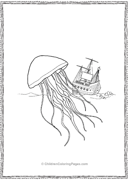 Jellyfish Near A Shipwreck Free PDF Printable