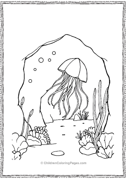 Jellyfish Near A Small Cave Free PDF Printable