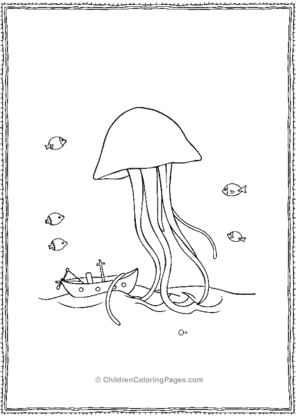 Jellyfish Playing With A Toy Boat Free PDF Printable