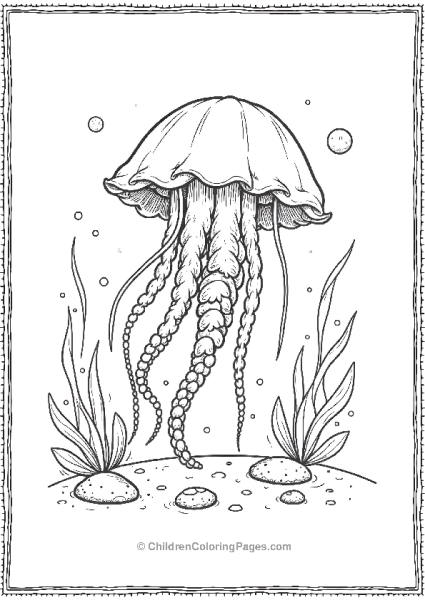 Jellyfish Resting On Ocean Floor Free PDF Printable