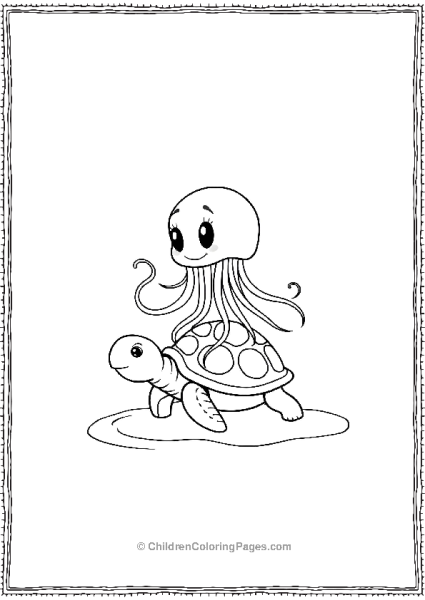 Jellyfish Riding A Turtle Free PDF Printable