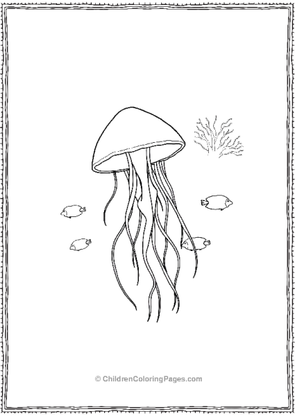 Jellyfish Surrounded With Tiny Fish Free PDF Printable