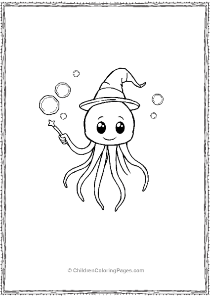 Jellyfish Wearing A Small Wizard Hat Free PDF Printable