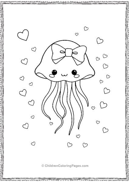 Jellyfish With A Big Bow On Head Free PDF Printable