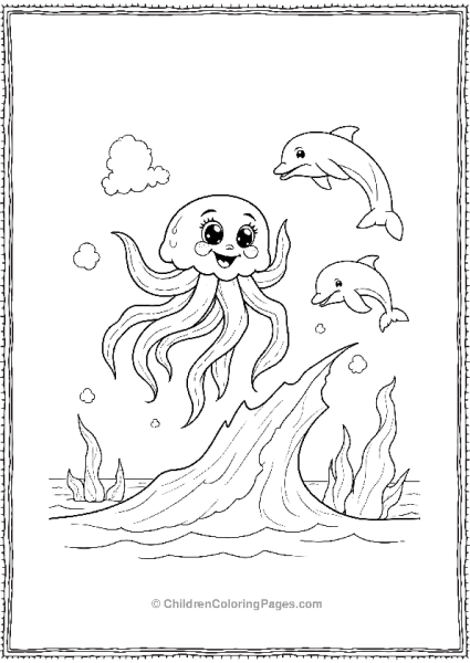 Jellyfish With Dolphins Free PDF Printable