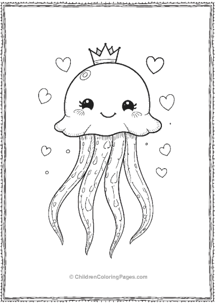 Jellyfish With Heart Shaped Bubbles Free PDF Printable