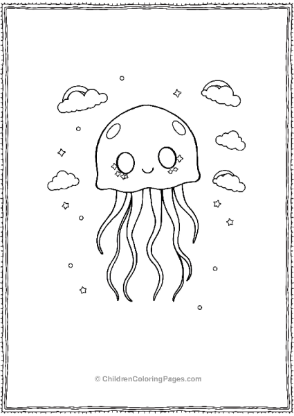 Jellyfish With Sparking Eyes Free PDF Printable