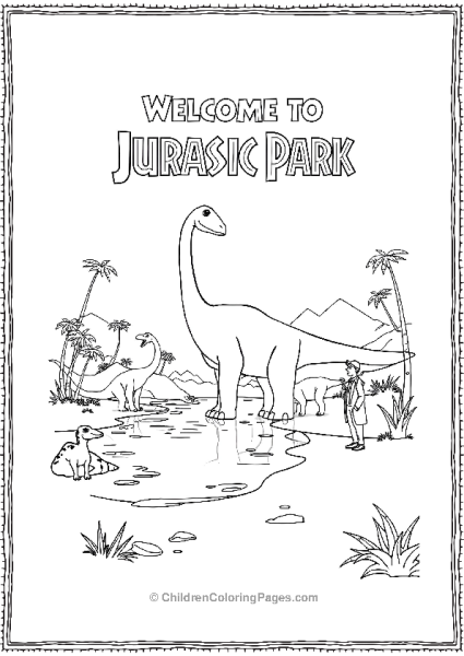 Jurassic Park Brachiosaurus And Tourists Free PDF Printable