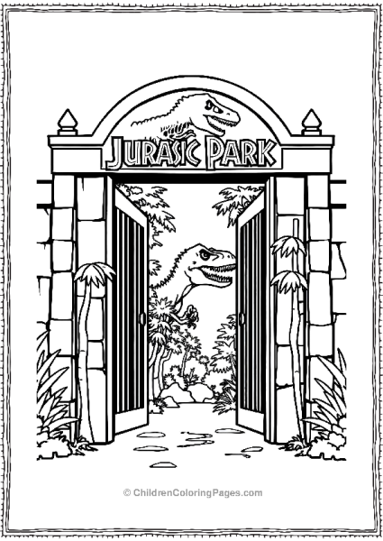 Jurassic Park Gates With Tyrannosaurus Rex Free PDF Printable