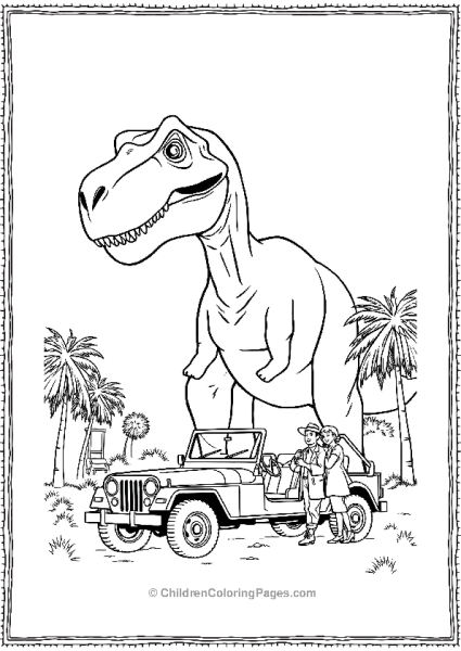 Jurassic Park Jeep And Dinosaur Free PDF Printable