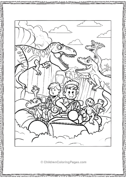 Jurassic Park Kids And Dinosaurs Scaled Free PDF Printable