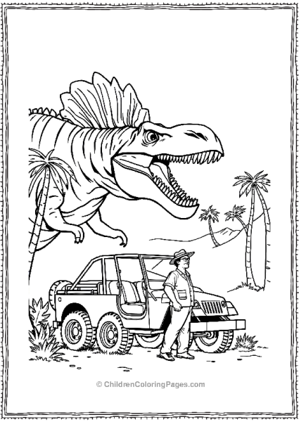 Jurassic Park Man And Jeep In The Jungle Free PDF Printable