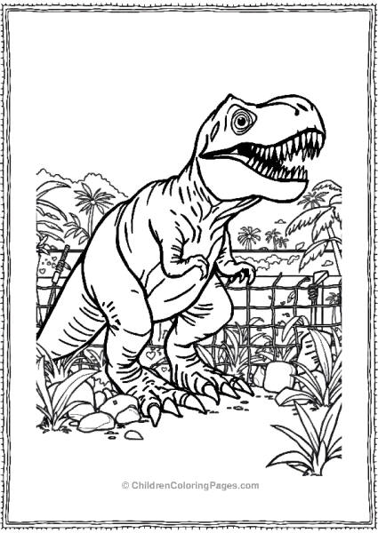 Jurassic Park T Rex Breaking Through The Fence Free PDF Printable