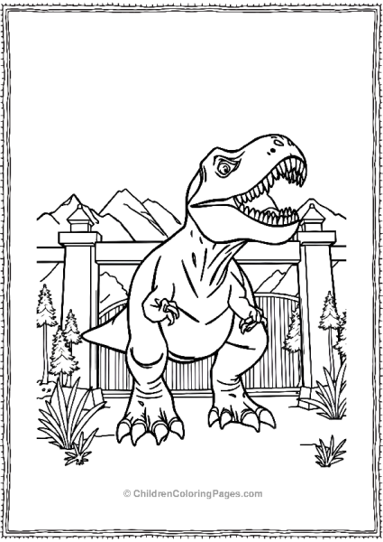 Jurassic Park T Rex Roaring At The Gate Free PDF Printable