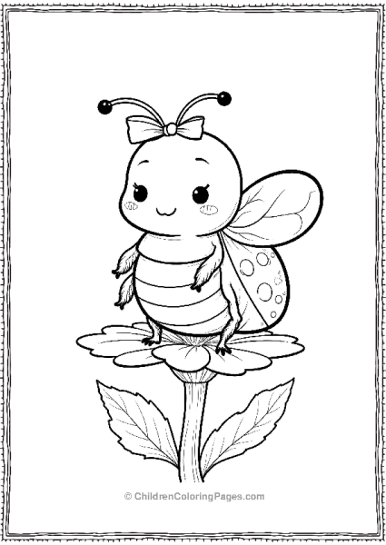 Kawaii Beetle With A Tiny Bow Free PDF Printable