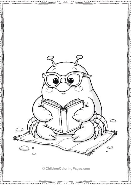 Kawaii Crab Wearing Glasses And Holding A Book Free PDF Printable