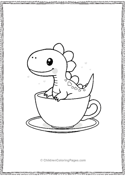 Kawaii Giganotosaurus Sitting In A Teacup Free PDF Printable