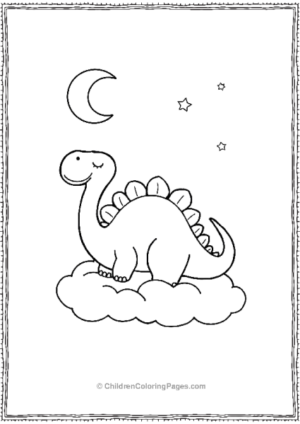 Kawaii Giganotosaurus Sleeping On A Fluffy Cloud Free PDF Printable