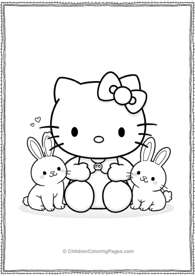 Kawaii-Hello-Kitty-Surrounded-By-Small-Animals Free PDF Printable