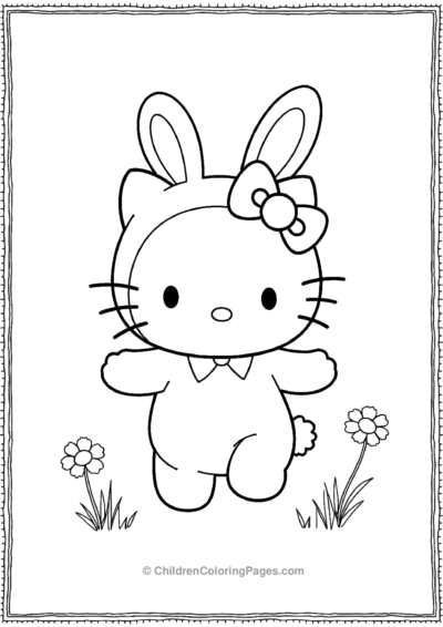 Kawaii-Hello-Kitty-Wearing-A-Bunny-Costume Free PDF Printable