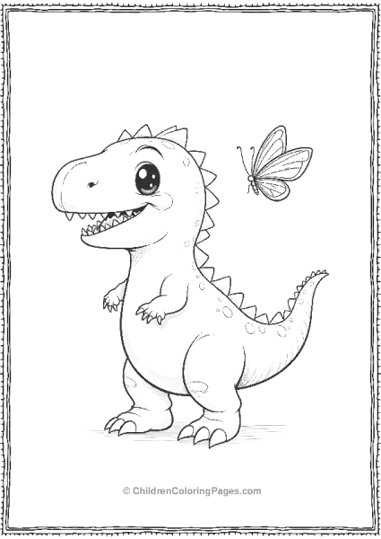 Kawaii Indominus Rex With Butterfly Free PDF Printable