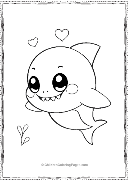 Kawaii Style Baby Shark With Big Round Eyes Free PDF Printable