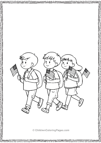 Kids Marching In Line Veterans Day Free PDF Printable