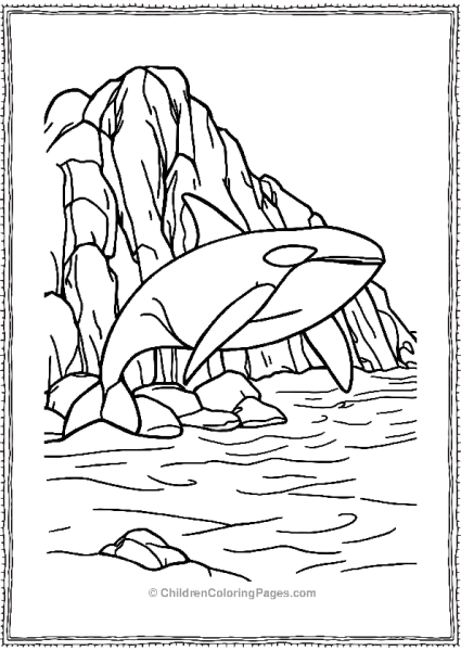 Killer Whale Swimming Near Rocky Shore Free PDF Printable