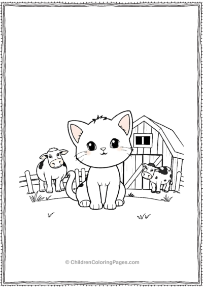 Kitten-On-A-Farm-With-Cows Free PDF Printable