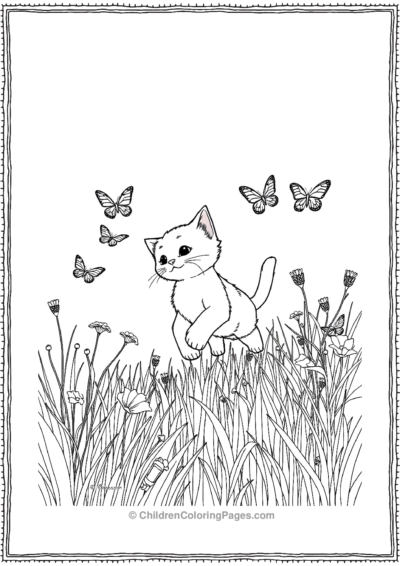 Kitten-Chasing-Butterflies Free PDF Printable