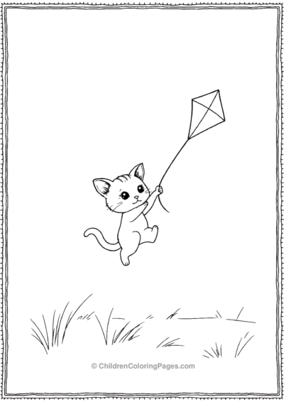 Kitten-Flying-A-Kite Free PDF Printable